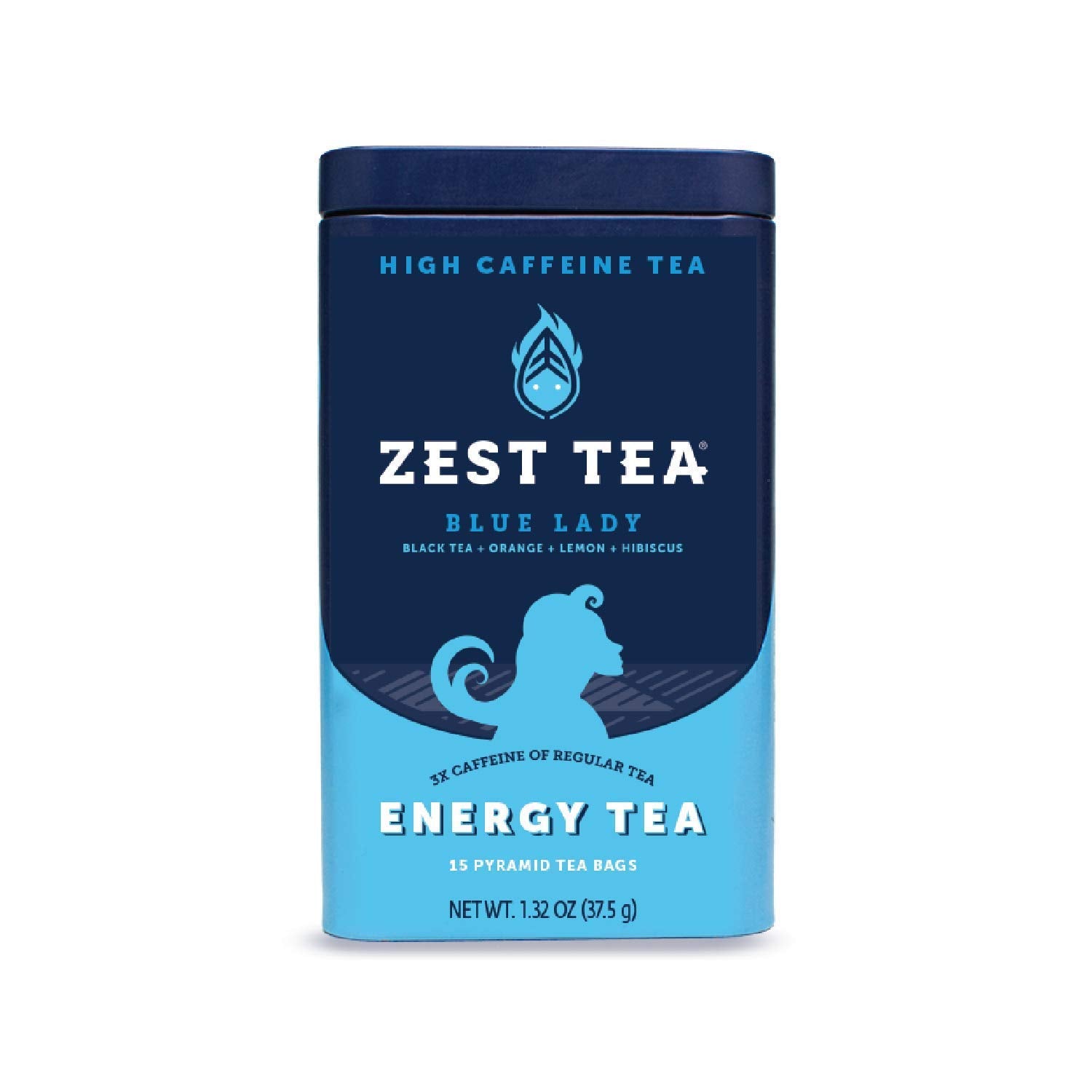 Zest Energy Tea Bags - Blue Lady Passion Fruit Black Tea - High Caffeine - 15 Count - Non-GMO & Keto Friendly