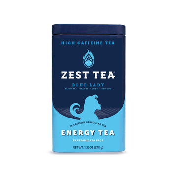 Zest Energy Tea Bags - Blue Lady Passion Fruit Black Tea - High Caffeine - 15 Count - Non-GMO & Keto Friendly