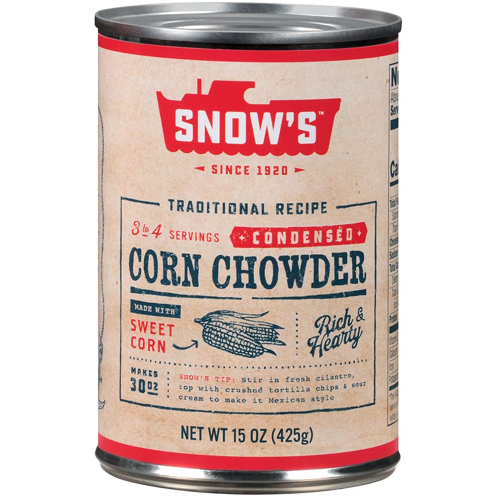 Snow'S Condensed Corn Chowder, 15 Oz Can (Pack Of 12) - Creamy And Comforting Chowder With Corn, Spices And Hearty Potatoes