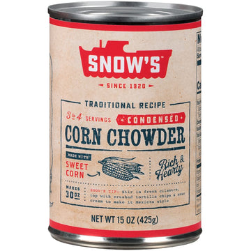 Snow'S Condensed Corn Chowder, 15 Oz Can (Pack Of 12) - Creamy And Comforting Chowder With Corn, Spices And Hearty Potatoes