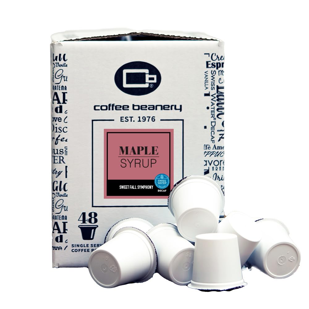 Coffee Beanery Maple Syrup Decaf Coffee Pods, Medium Roast, 192 Count Bulk Pack