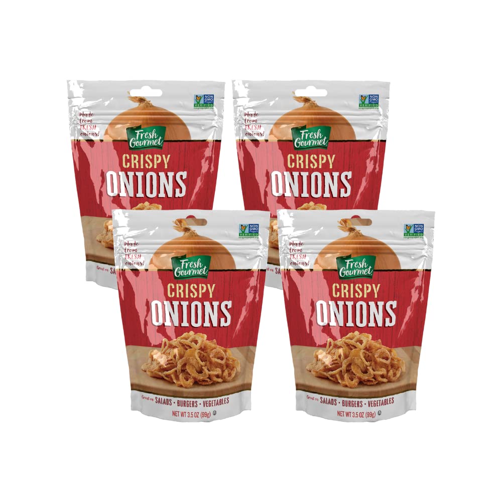 Fresh Gourmet Crispy Onions Snack and Salad Topper (3.5 Ounce (Pack of 4))