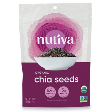 Nutiva Organic Black Chia Seeds, 6 Oz, Non-GMO, Vegan, Gluten-Free, Keto, Whole 30 Approved, Nutrient-Dense, 3g Protein & 5g