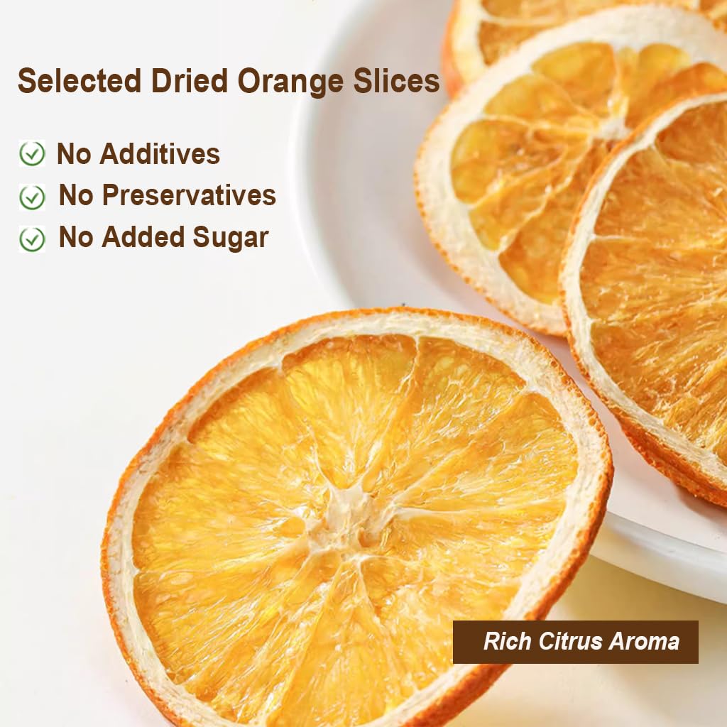Fraunitsh 17.63Oz/500G Dried Dehydrated Orange Slices | 130+ Slices | No Sugar & No Additives | Dried Oranges For Cocktails Garn