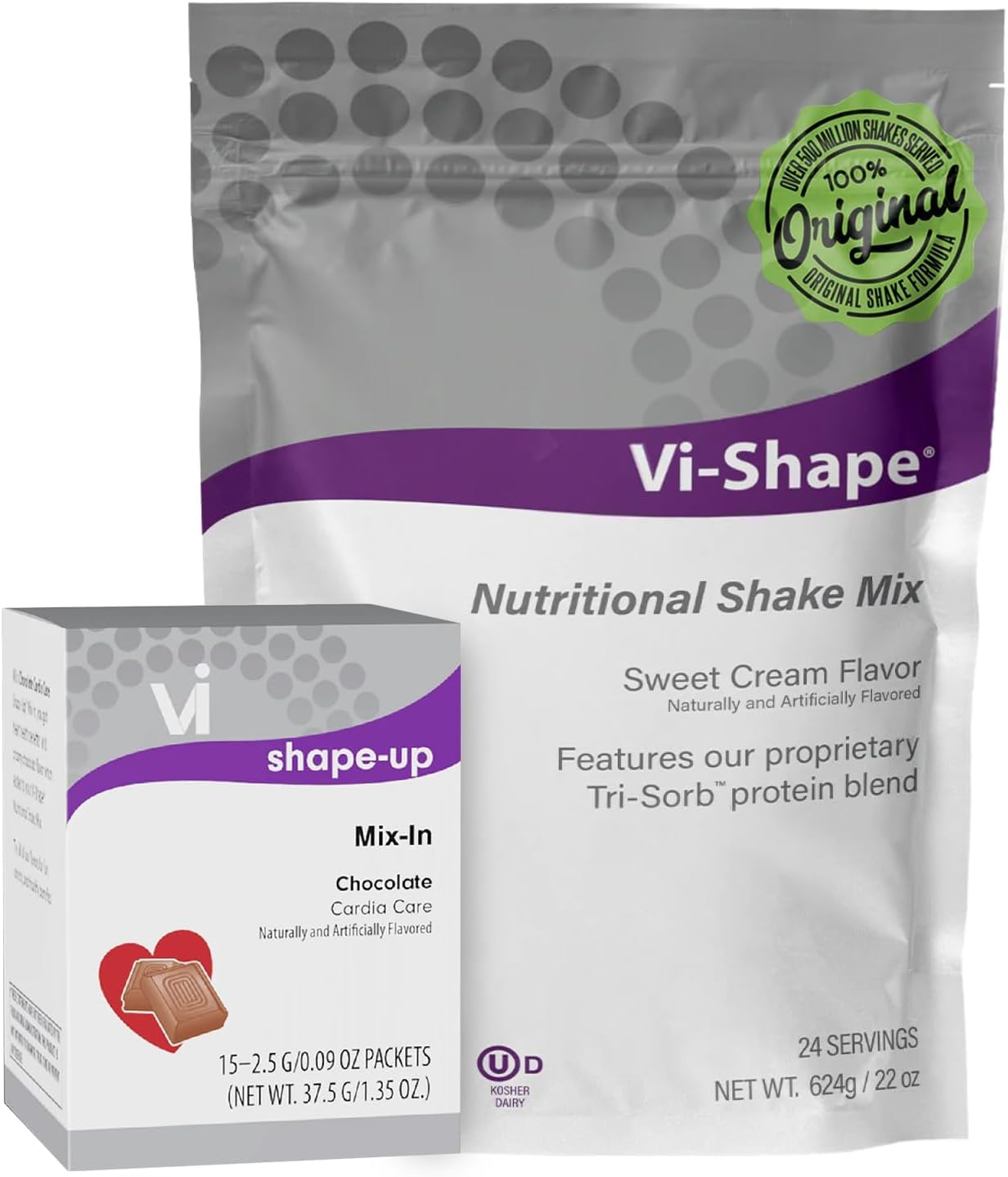 Chocolate Cardia + Vi-Shape - 1 Shake Pouch (24 Servings) + 1 Box Chocolate Mix-In (15 Servings) Delicious Chocolate Goodness  Formerly Known as Visalus