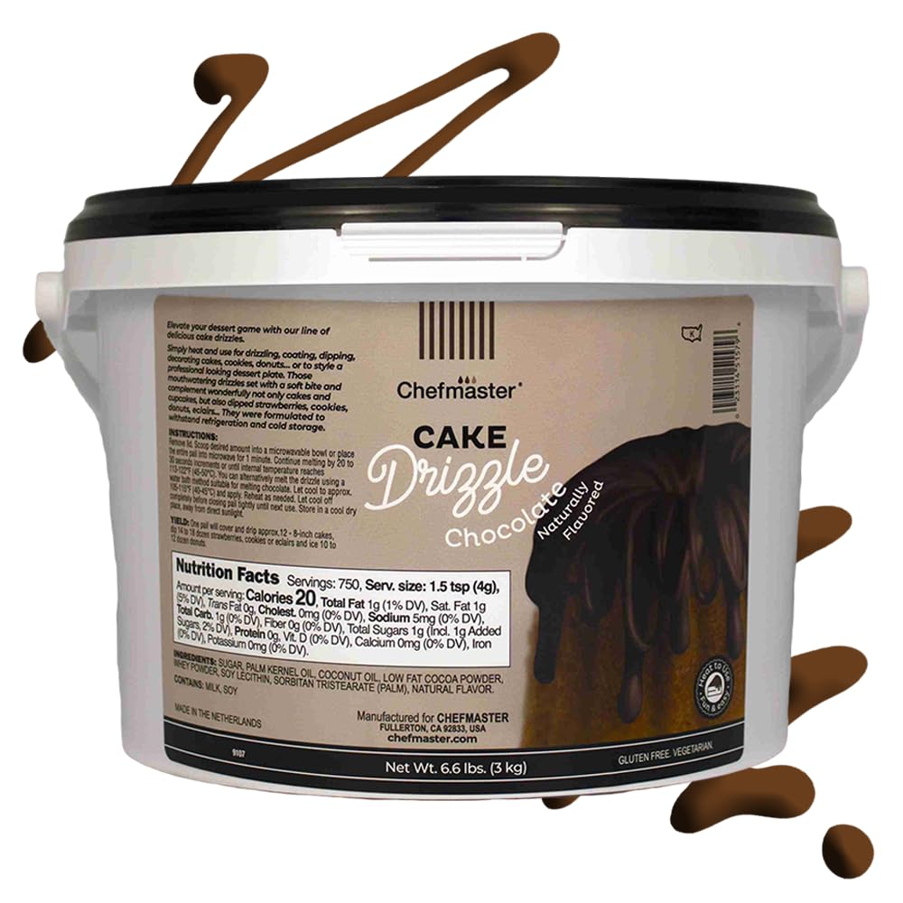 Chocolate-Flavored Cake Drizzle by Chefmaster, Edible Cake Drip Frosting for Decorating, Drip for Cakes, Cupcakes, Cookies, Donu