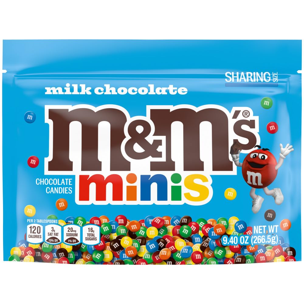 M&MS Minis Milk Chocolate Christmas Candy  Sharing Size  9.4 oz Resealable Bulk Candy Bag