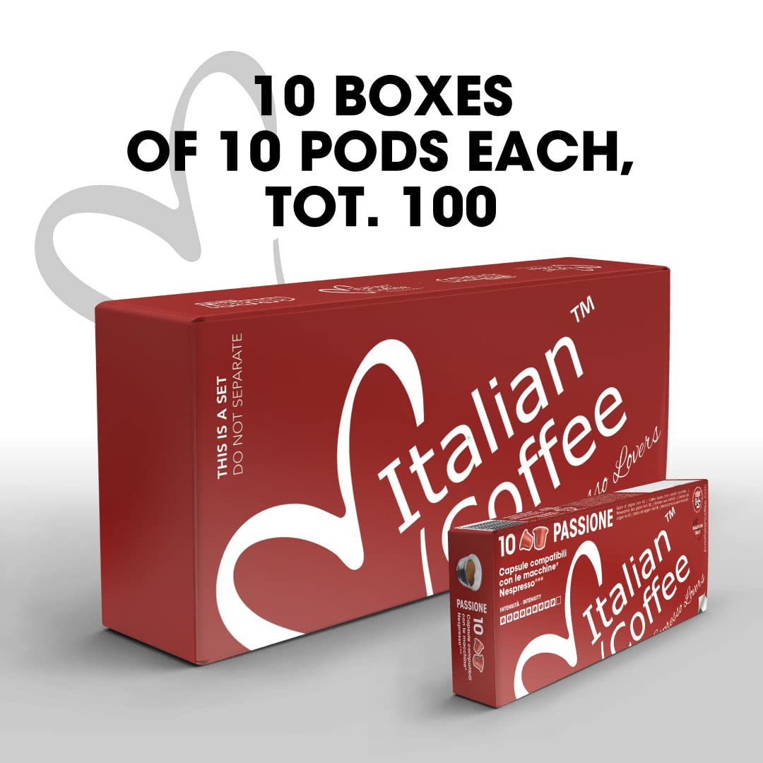 DELICITALY Pure Italian Food Italian Coffee pods compatible with Nespresso Original machines  Espresso capsules (100 Passione regular pods  100 Count (Pack of 1))