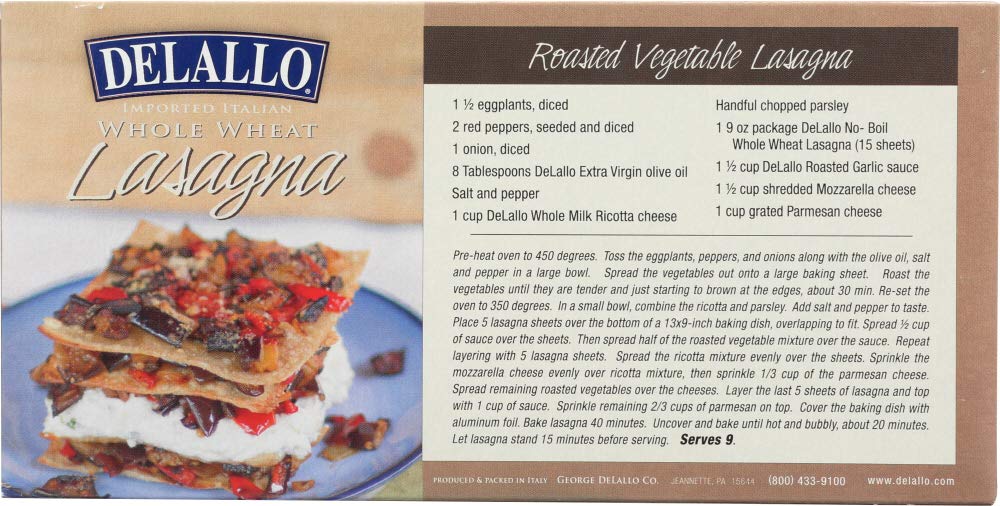 (NOT A CASE) Organic Whole Wheat Lasagna Oven Ready