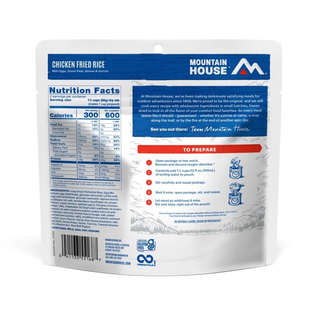 Mountain House Chicken Fried Rice | Freeze Dried Backpacking & Camping Food | 2 Servings | Gluten-Free