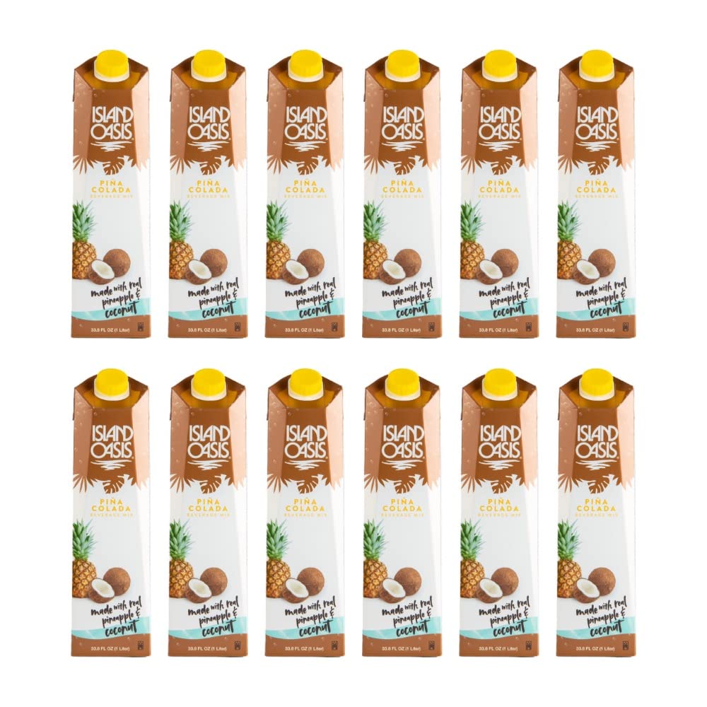 Island Oasis Pina Colada Fruit Puree Beverage Mix, 33.9 Fluid Ounce (Pack Of 12)