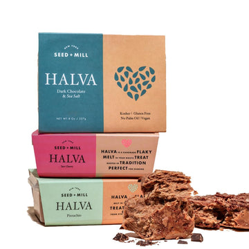 Seed + Mill - Halva - Fan Favorites Trio (Pistachio, Sea Salt Dark Chocolate, & Cherry) - Vegan, Kosher, & Gluten Free - Enjoy t