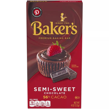 Baker'S, Semi Sweet Baking Chocolate Squares, 4Oz Box (Pack Of 4)