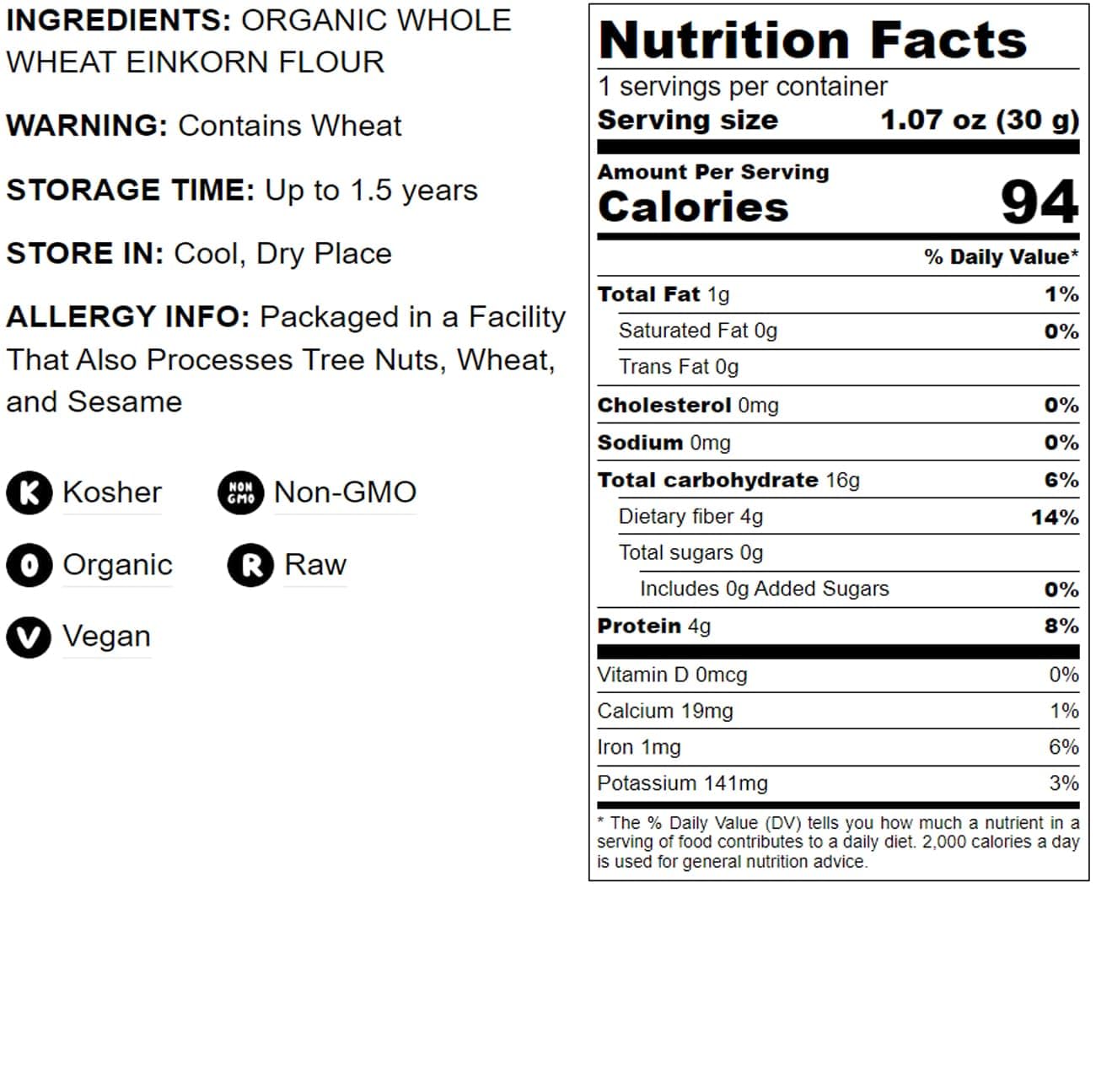Food to Live - Organic Einkorn Whole Wheat Flour, 10 Pounds - Finely Milled Non-GMO Ancient Whole Grain Farro Piccolo. Great for