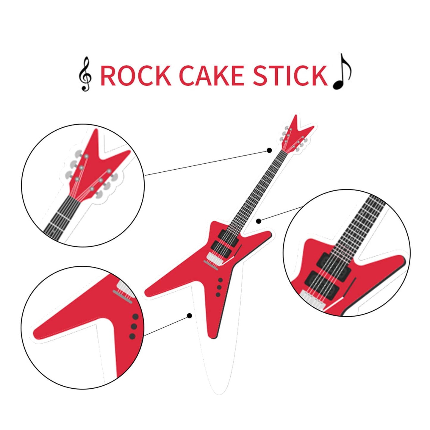Rock And Roll Cupcake Topper Musical Themed Guitar Cake Topper, Guitar, Note, Rock Music Elements Rock Party Decorations For 80'