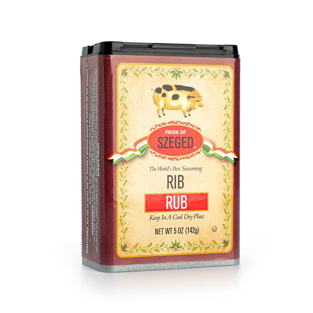 Pride of Szeged Rib Rub, BBQ, Pork and Beef Seasoning Spice Mix, 5oz. Tin, 1-Count