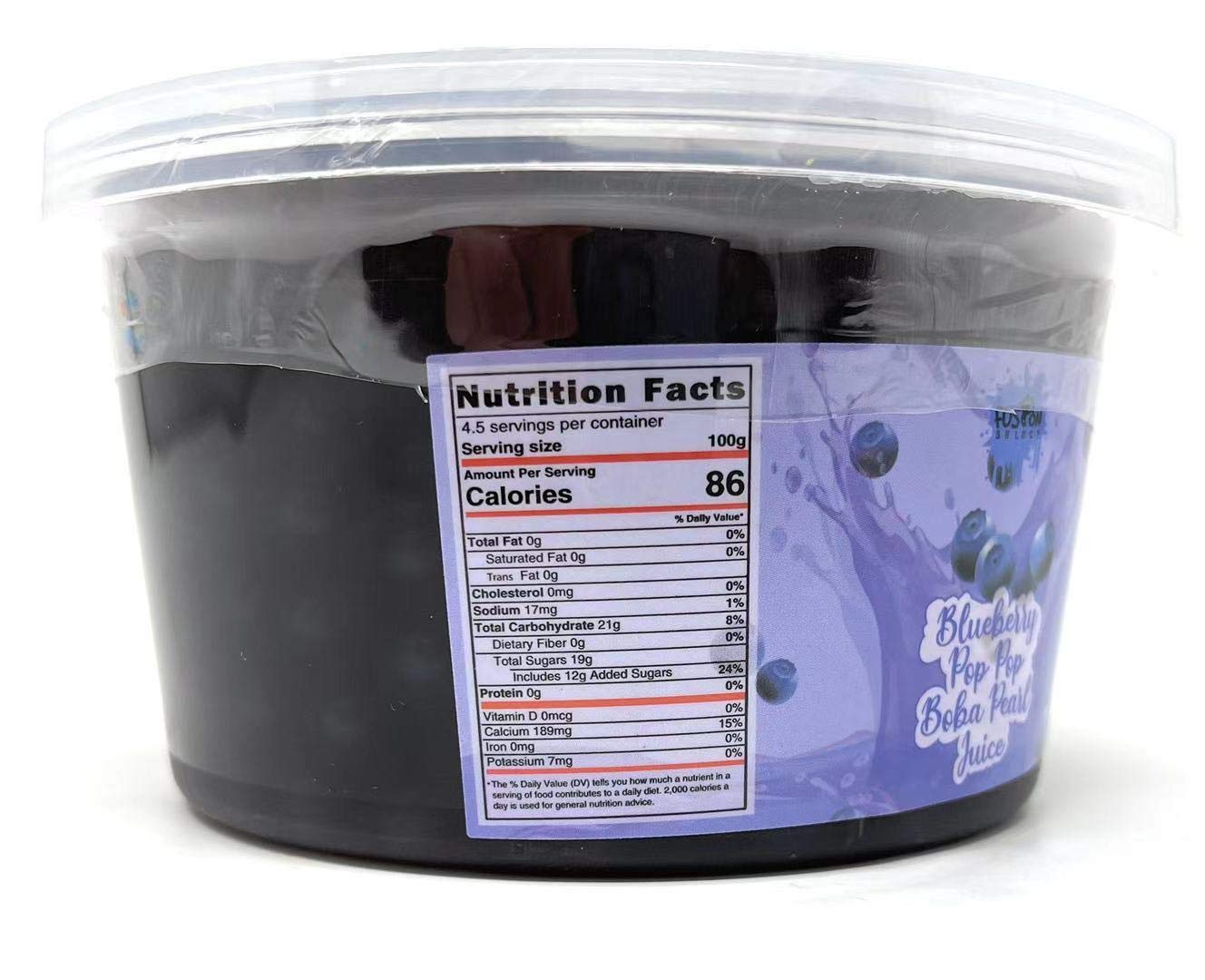 Fusion Select Boba Bursting Bobaz Popping Bobaz Pearls Fruit Tea Snack Toppings (490 Grams, Blueberry)