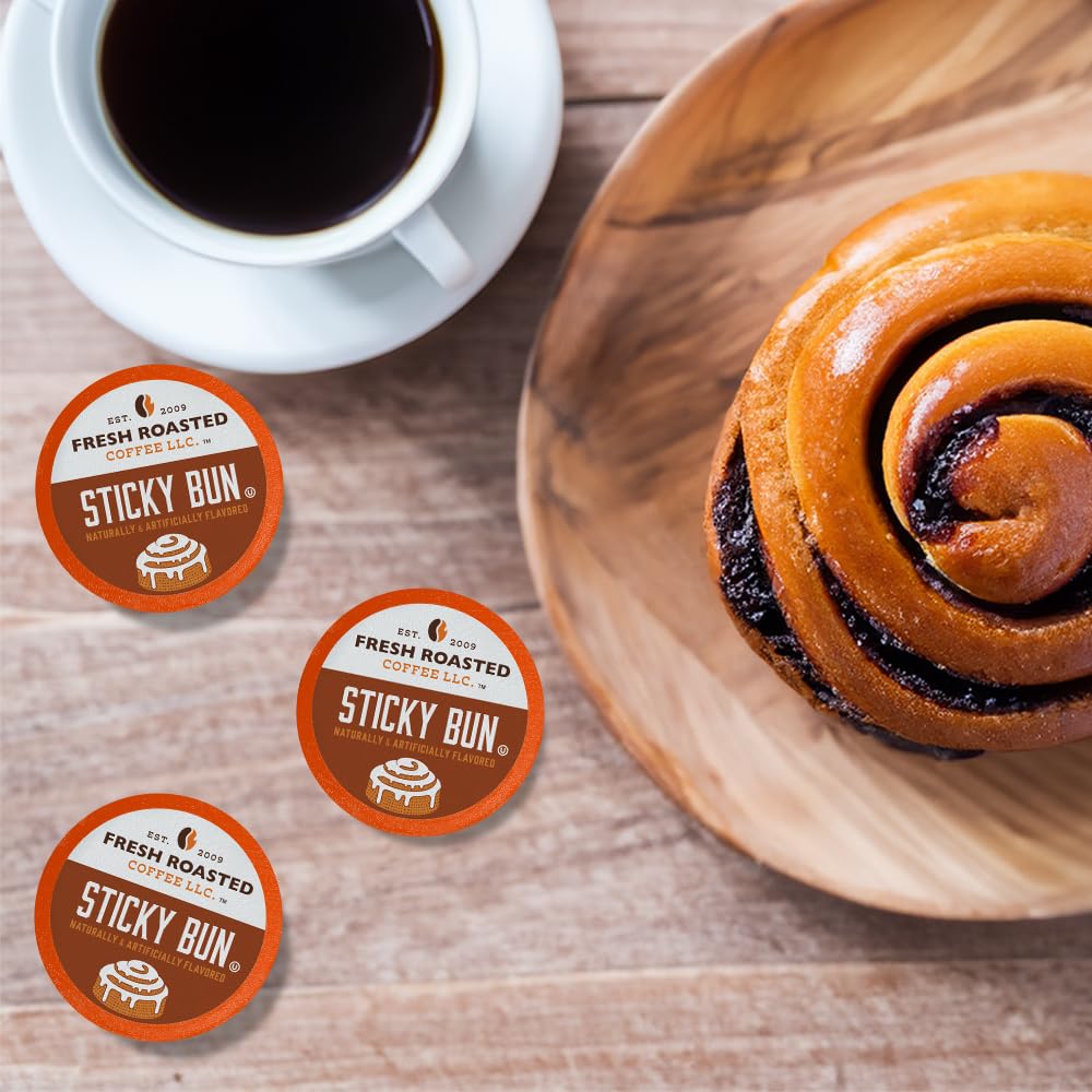 Fresh Roasted Coffee Flavored Coffee Pods, Hazelnut Sticky Bun, K-Cup Compatible, 24 Count