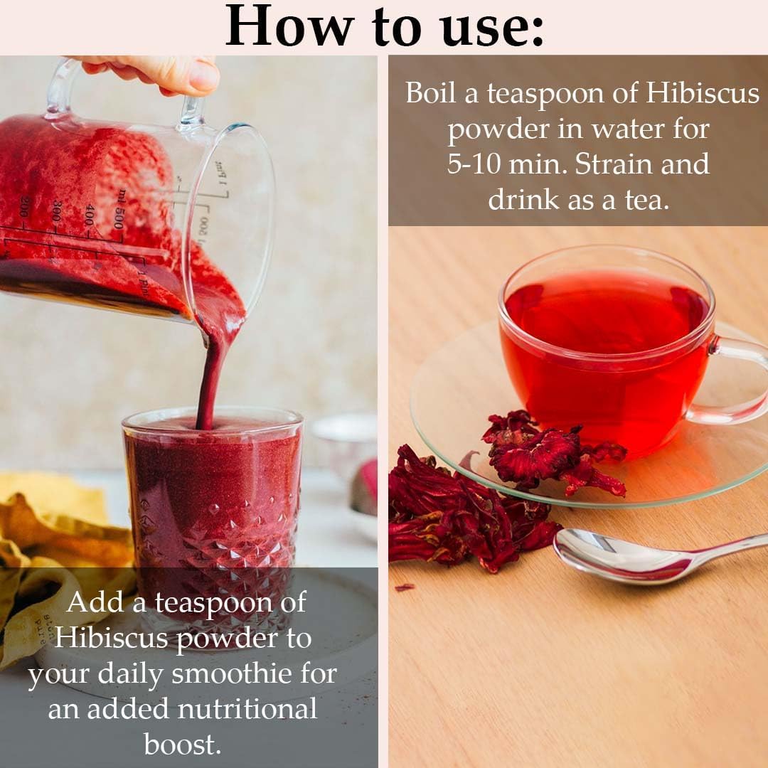 Minature Usda Certified Organic Hibiscus Powder(Sabdariffa)/100% Pure, Natural And Organic For Hair,Skin And Health/(227G/(1/2 L