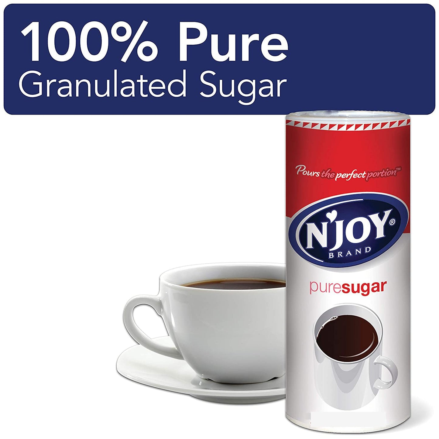 NJoy Sugar Canisters 22 Ounce (Pack of 2) 100% Pure Granulated Bulk Sugar w/CCs Sweets & Snacks Scoop