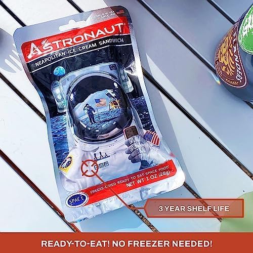 Astronaut Foods Freeze-Dried Ice Cream Sandwich, Nasa Space Dessert, Neapolitan, 12 Count