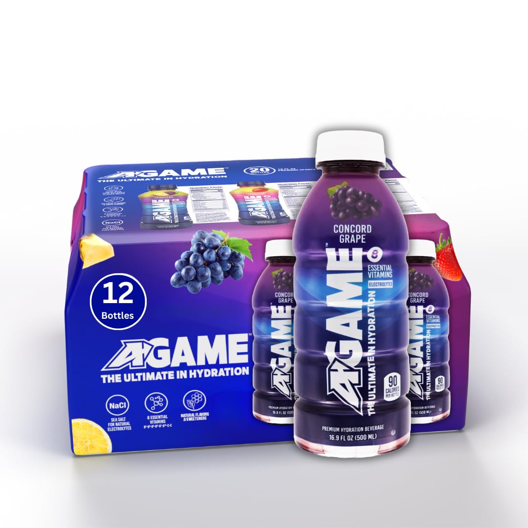 A-GAME Sports Drink, Concord Grape, The Ultimate Hydration Sports Beverage for Athletes, 8 Essential Vitamins including B, C, & 