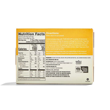 365 by Whole Foods Market Organic Microwave Popcorn, 10.5 OZ - Healthy Snack, Non-GMO, Perfect for Movie Nights