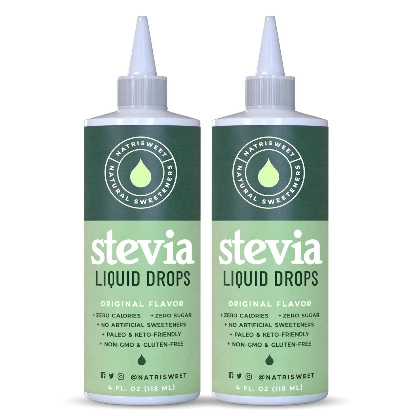 Natrisweet Liquid Stevia Drops 4Oz 2Pack, Pure Stevia Liquid Sweetener From Stevia Extract, Plant-Based Sugar Substitute, Zero C
