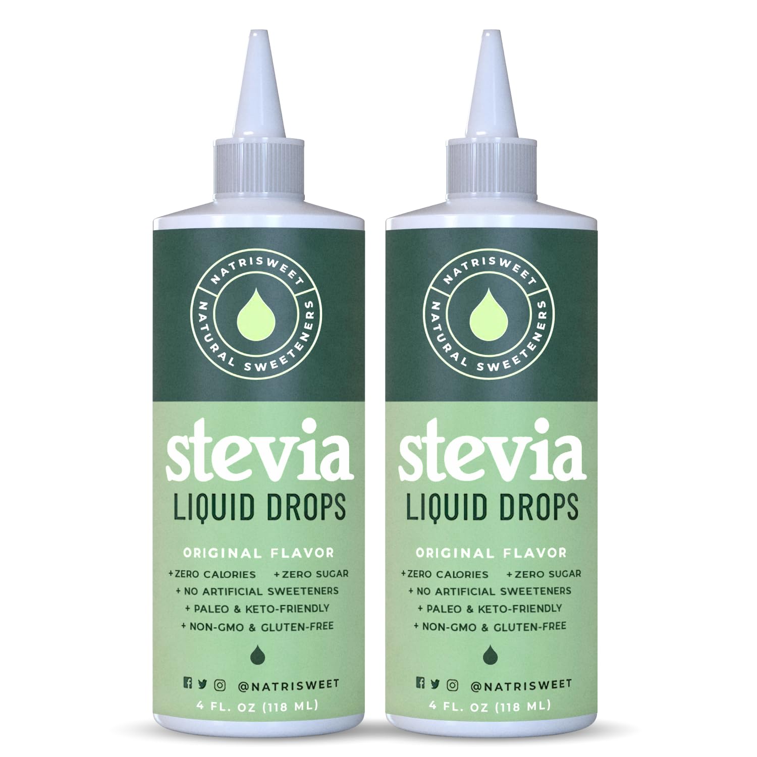 Natrisweet Liquid Stevia Drops 4Oz 2Pack, Pure Stevia Liquid Sweetener From Stevia Extract, Plant-Based Sugar Substitute, Zero C