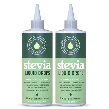 Natrisweet Liquid Stevia Drops 4Oz 2Pack, Pure Stevia Liquid Sweetener From Stevia Extract, Plant-Based Sugar Substitute, Zero C