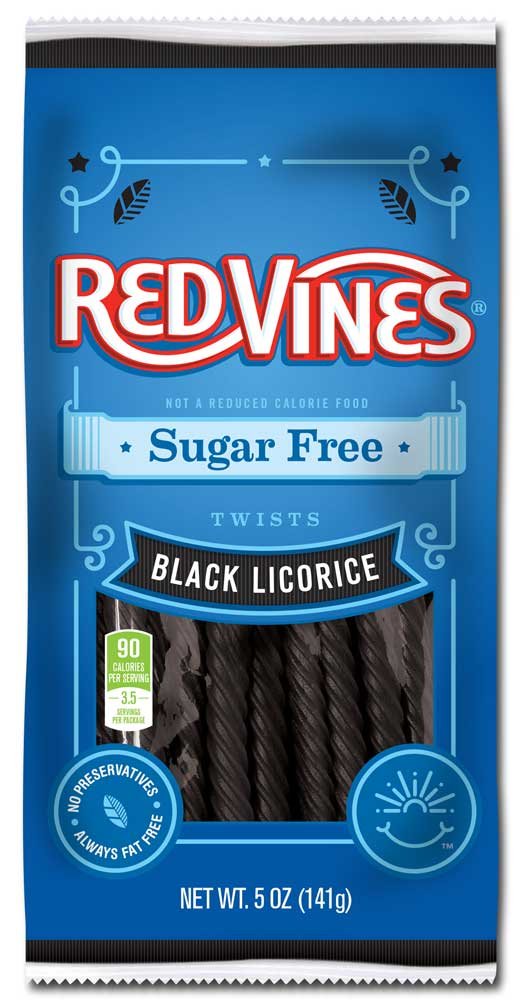 Red Vines Black Licorice Sugar Free Vines - 5 Oz. Bag, 12 Per Case