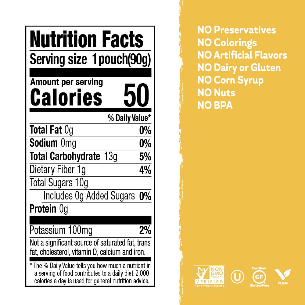 Buddy Fruits Snacks To Go Banana Unsweetened Applesauce 3.2Oz Pouch (18Pk) Gluten-Nut-Dairy-Preservatives-Bpa Free, Non Gmo, Kos