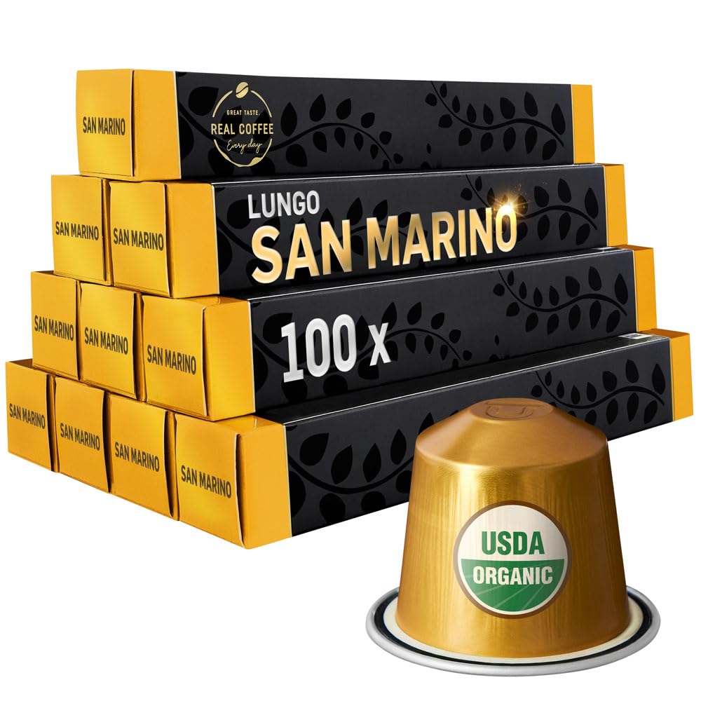 REAL COFFEE Organic Italian Lungo Capsules | 100% Nespresso Compatible | 100 USDA Organic | 100 Count