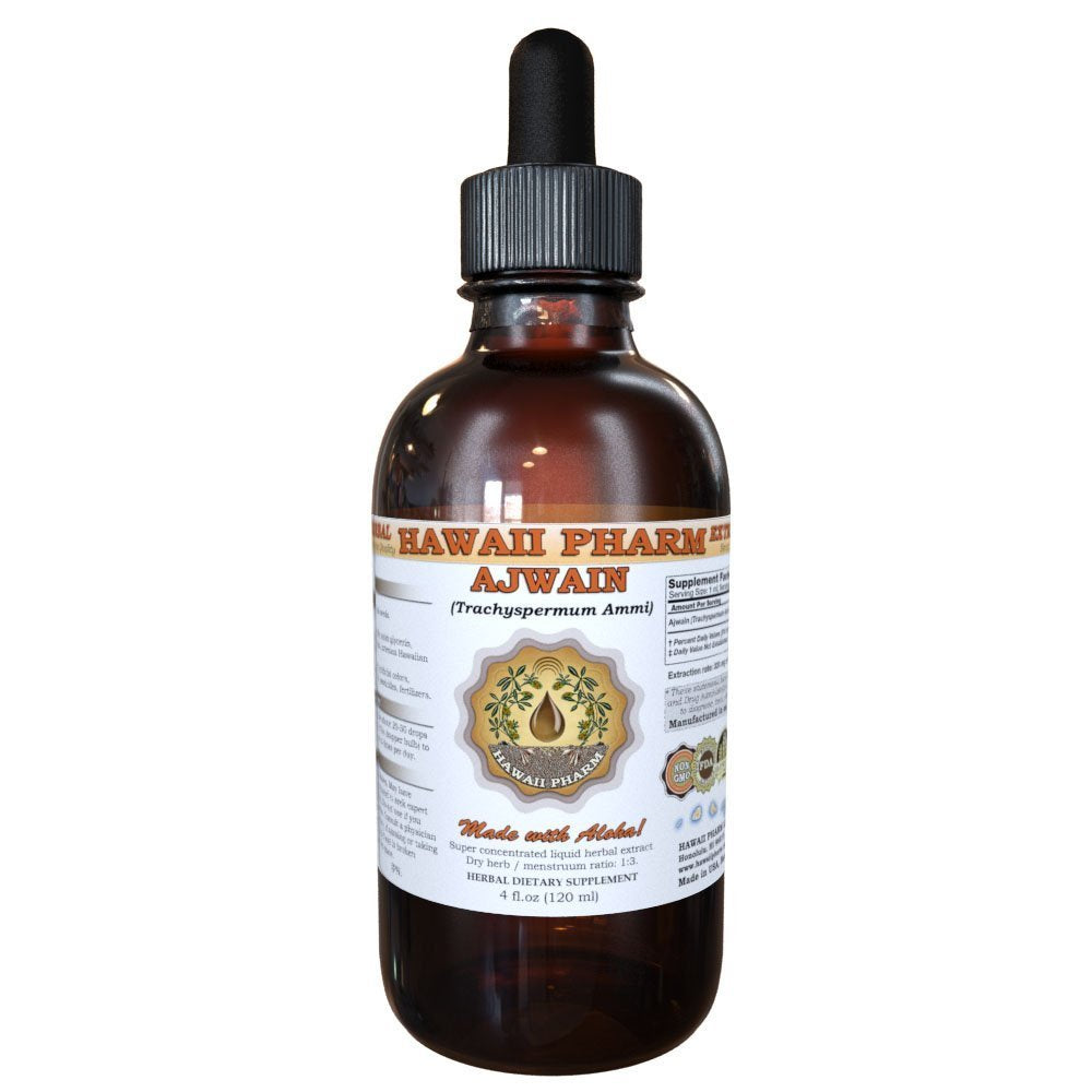 Hawaii Pharm Ajwain Liquid Extract Tincture, Organic Ajwain Seeds, 2 Fl Oz, Glass