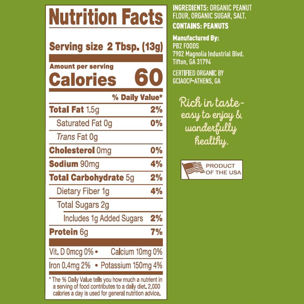 Pb2 24Oz Organic Powdered Peanut Butter - Usda Organic Certified, Non-Gmo Project Verified, Gluten-Free