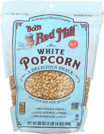 Bobs Red Mill Resealable Whole White Popcorn, 30 Ounce (Pack of 2)