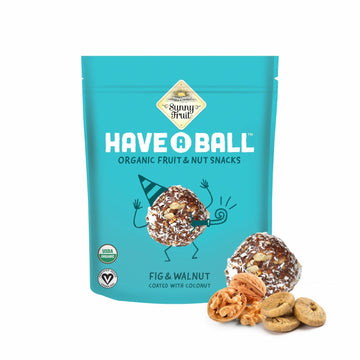 Sunny Fruit 100% Raw Fruit & Nut Snacks, Fig & Walnut, 1-Pack (9 Balls Per Bag) | Healthy, Convenient, On-The-Go Energy Balls |