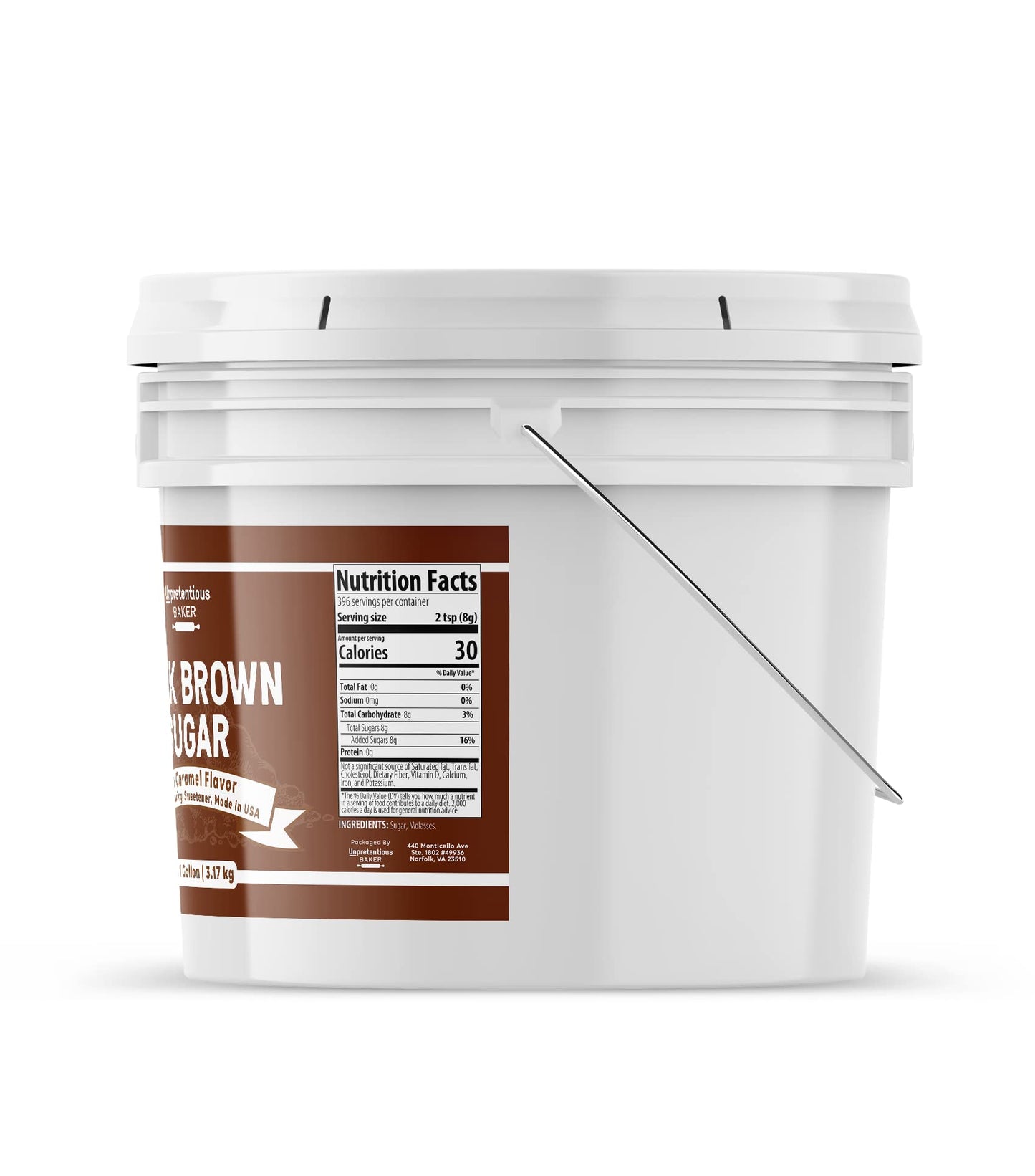Unpretentious Dark Brown Sugar, Great for Baking, Rich Caramel Flavor, Sweetener (1 Gallon Bucket)
