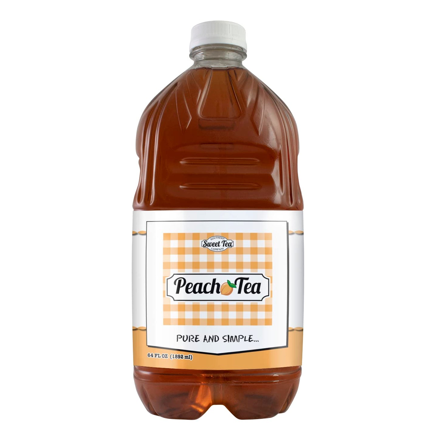 Iced Tea Sweet Peach Real Brewed, Pure Cane Sugar, Caffeinated All Natural Drinks, No Artificial Flavors or Colors (Large 64oz P