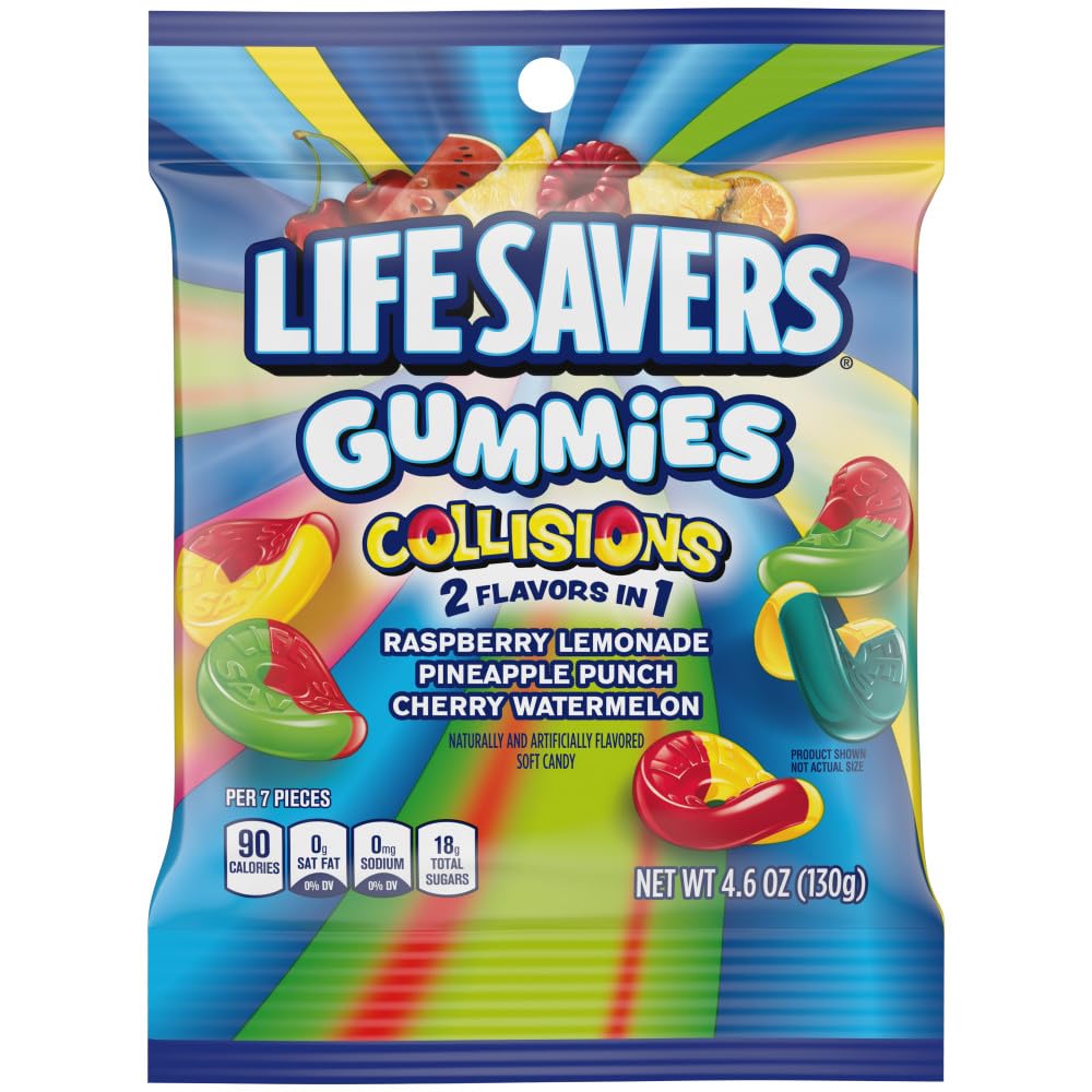 LIFE SAVERS Gummies Collisions 2 Flavors in 1 Soft Chewy Fruit Gummy Candy  4.6 Oz  Bulk Candy Pack of 12