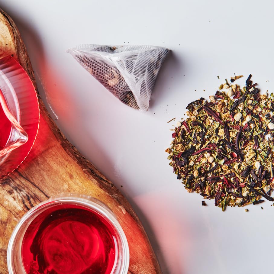 Grace Farms Hibiscus Orange Herbal Tea - Organic, Caffeine Free, 16 Pyramid Sachets