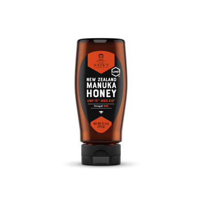 Nates Raw Manuka Honey New Zealand MGO 512+ | UMF Certified 15+ | 13.2 oz Squeeze Bottle
