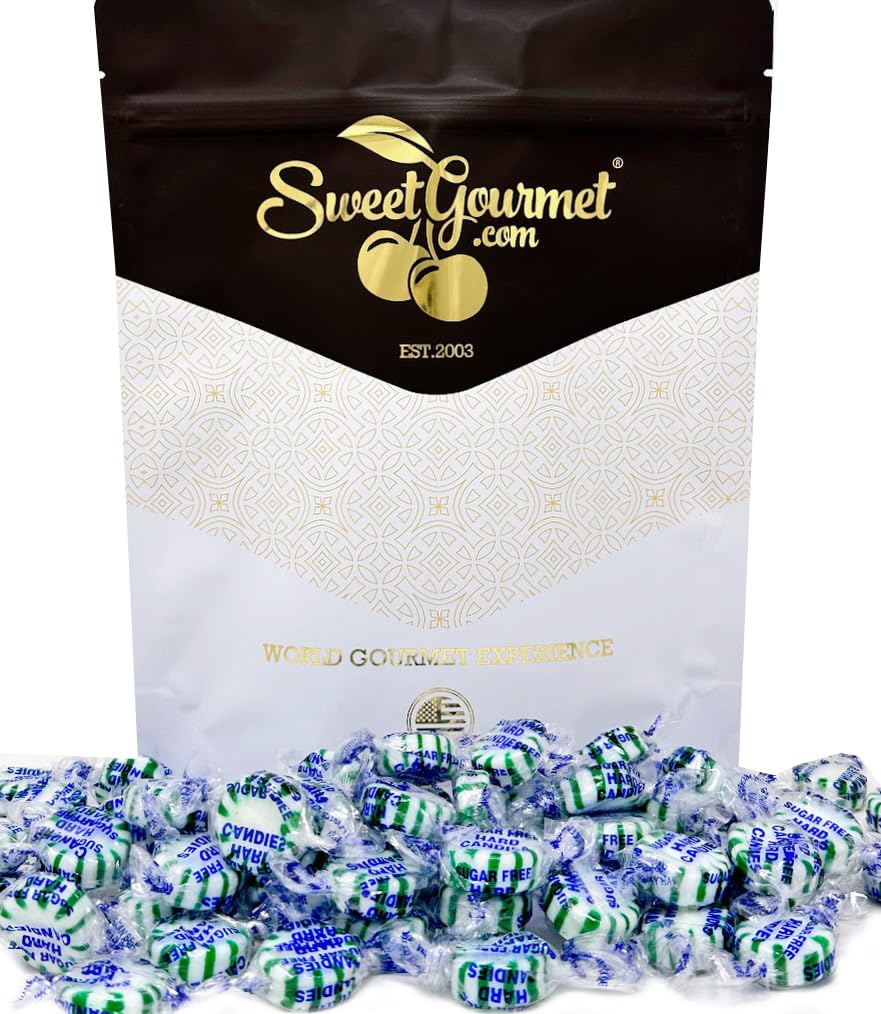 SweetGourmet Sugar-Free Spearmint Starlight Hard Candy | 1 lb | White, Green