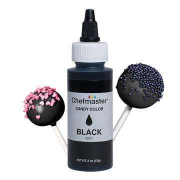 Chefmaster Black Candy Color Dye, Oil-Based, 2 oz, Professional-Grade for Decorating Chocolate, Strawberries, Cake Pops