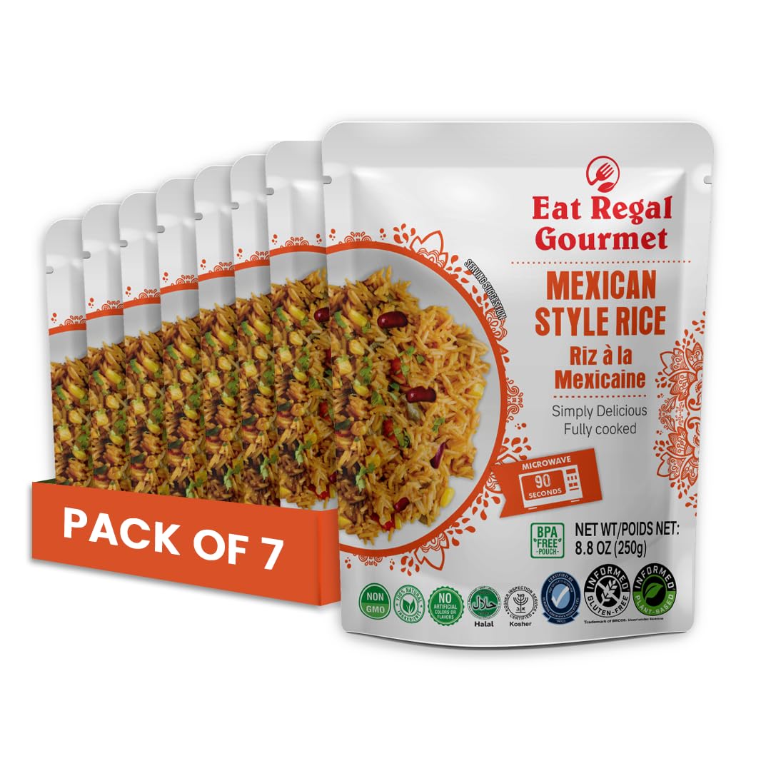 Eat Regal Authentic Mexican Style Rice, Microwavable Pack Of 7, 8.8Oz, Ready In 90 Seconds
