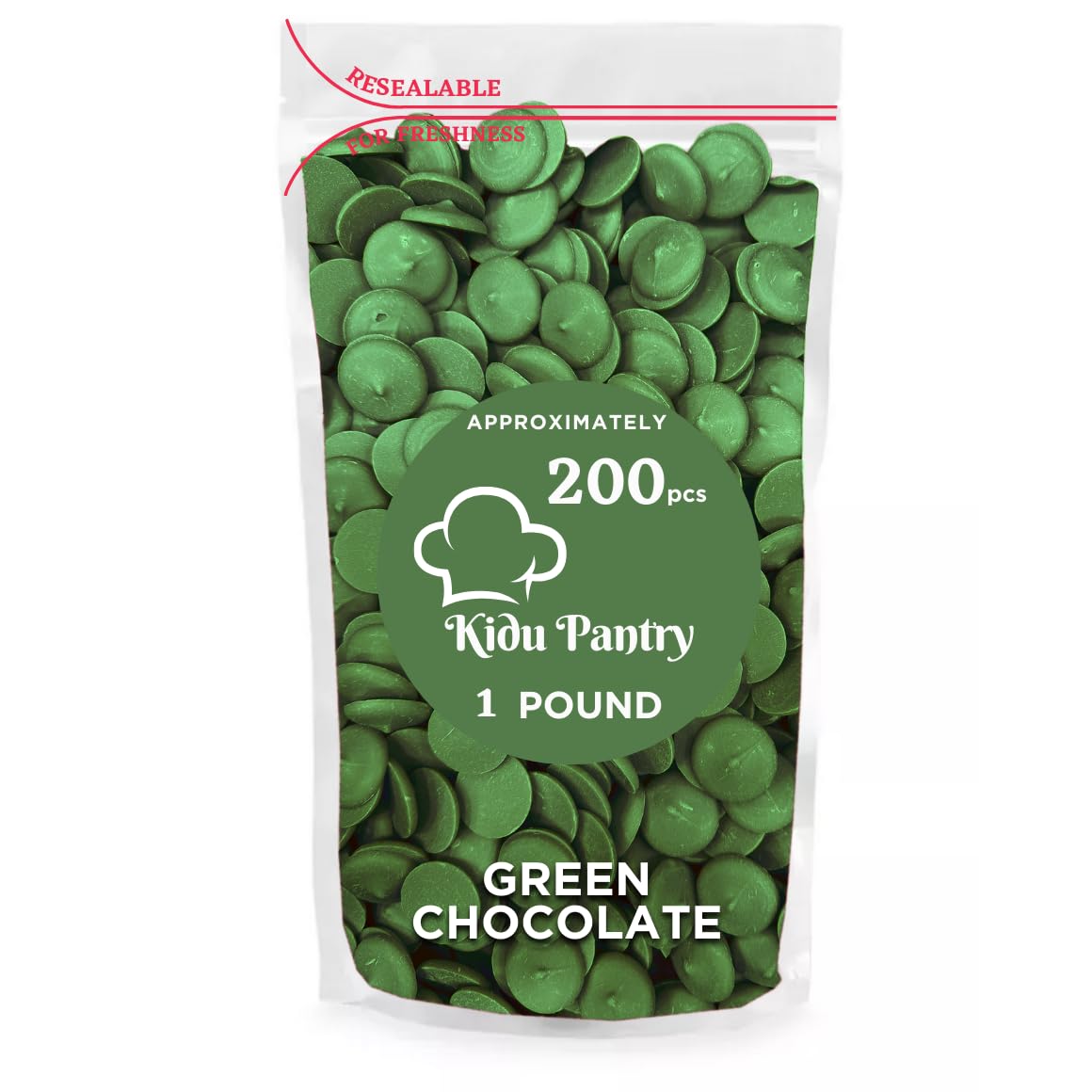 Kidu Pantry Melting Chocolate Wafers Bulk In Resealable Bag (Dark Green, 1 Pound)