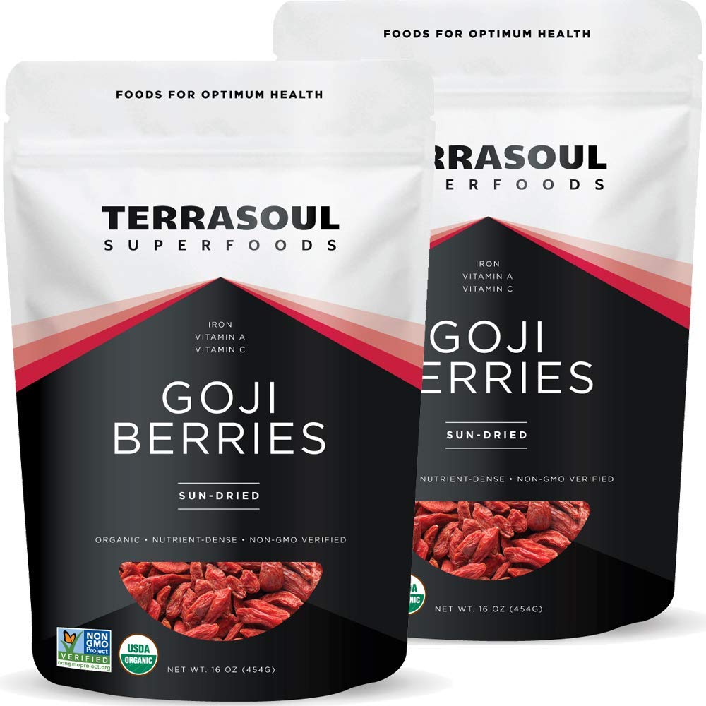 Terrasoul Superfoods Organic Goji Berries, 2 Lbs (2 pack) - Large Size | Chewy Texture | Premium Quality | Lab-Tested