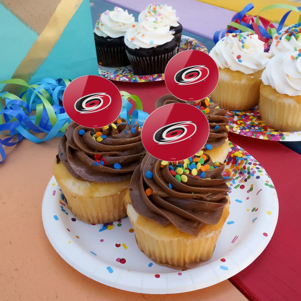 Graphics & More Carolina Hurricanes Logo Cupcake Picks Toppers Decoration Set Of 6