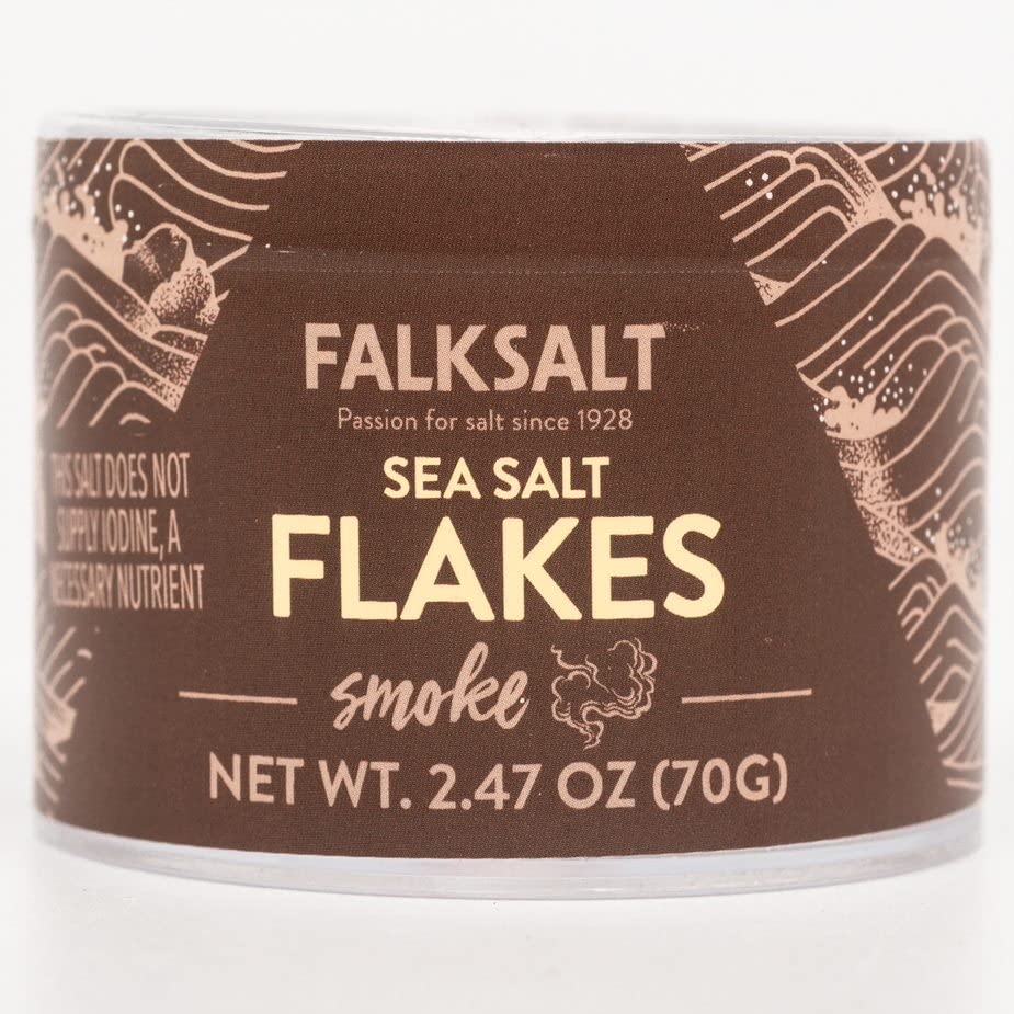Falksalt Gourmet Smoke Sea Salt Flakes, Handcrafted, 2.47oz, Kosher