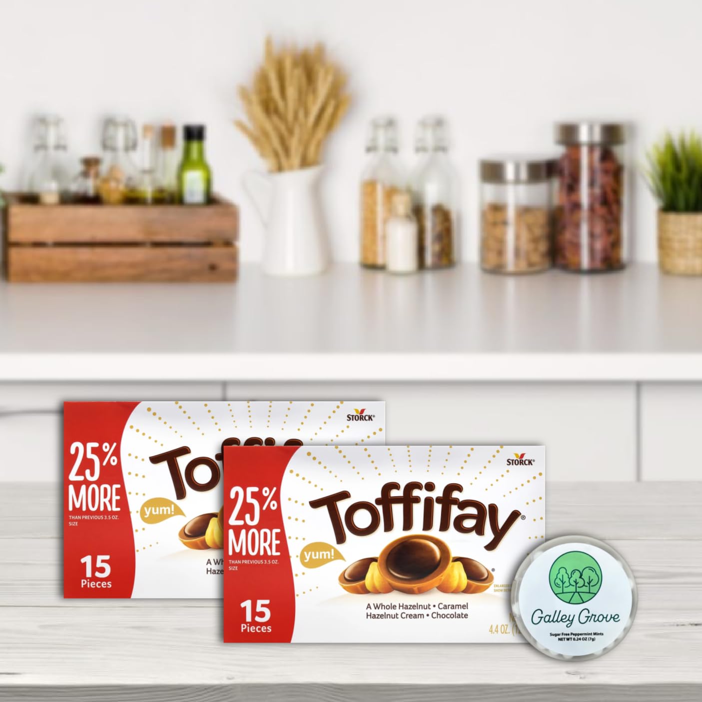 Toffifay Candy - Caramel, Chocolate And Hazelnut 4.4 Oz (2-Pack) - 30 Total Pieces, Bundle With Galley Grove Sugar-Free Peppermi